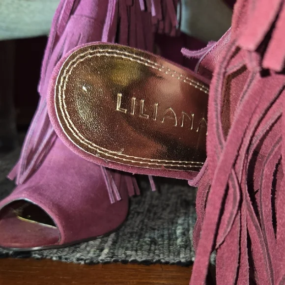 Fringed Peep-Toe Women's Shoes - Pink - Picture 2 of 11